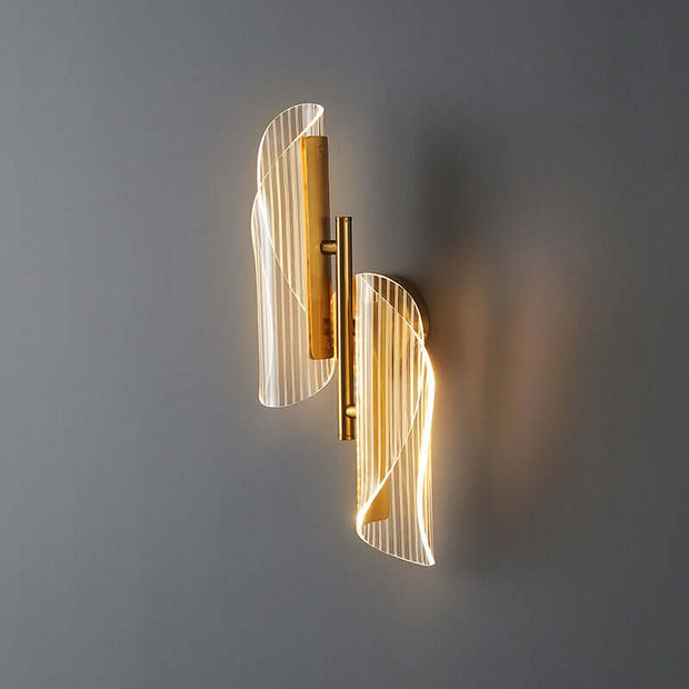 Living Room Television Background Wall Stairs Hallway Corridor Lamps with gold and transparent design.
