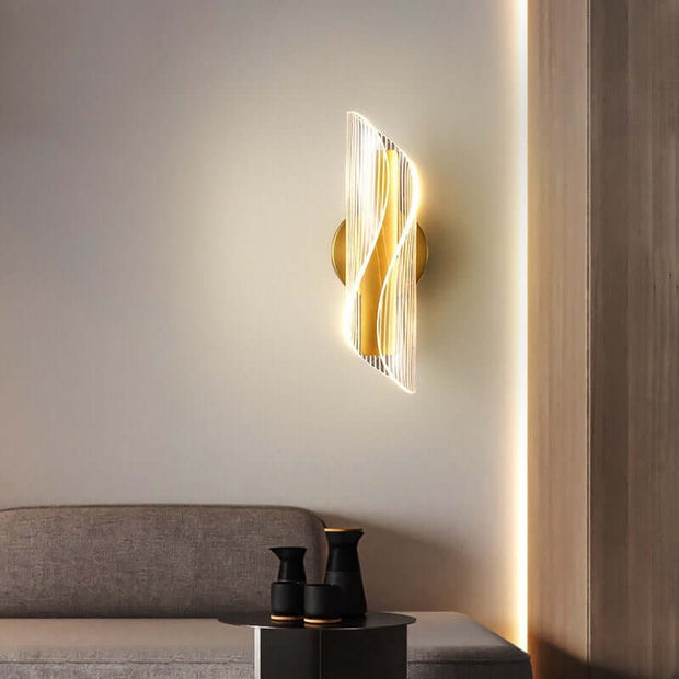 Living Room Television Background Wall Stairs Hallway Corridor Lamps with elegant gold and transparent design.